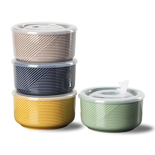 Adewnest Ceramic Bowls with Lids