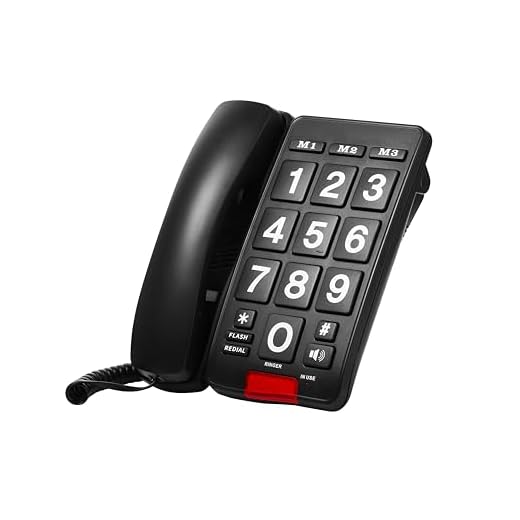 Cirbic Big button landline phone for seniors or visually impaired with high contrast colors and loud volume (Black)