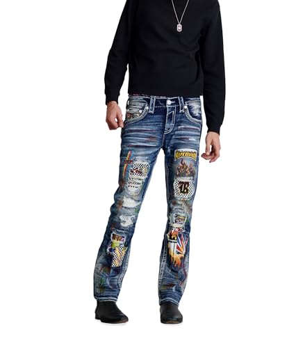 Rock Revival Denny J201 Men's Straight Jeans Medium Blue