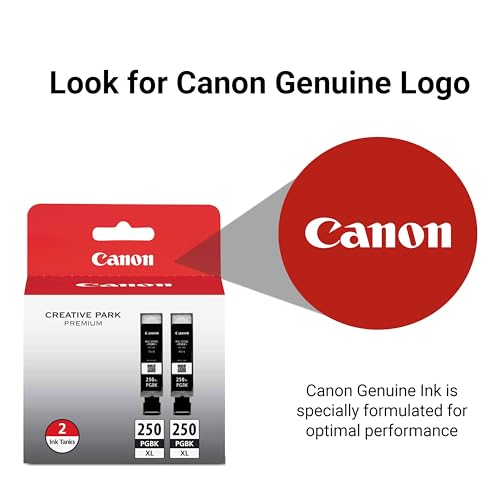 Image of Canon PGI-250XL Genuine Black Twin Pack, Compatible with MG6320, iP7220 & MG5420, MX922, MG7120, MG6420, MG5520, MG7520, MG6620, and MG5620 (Optional) Printers