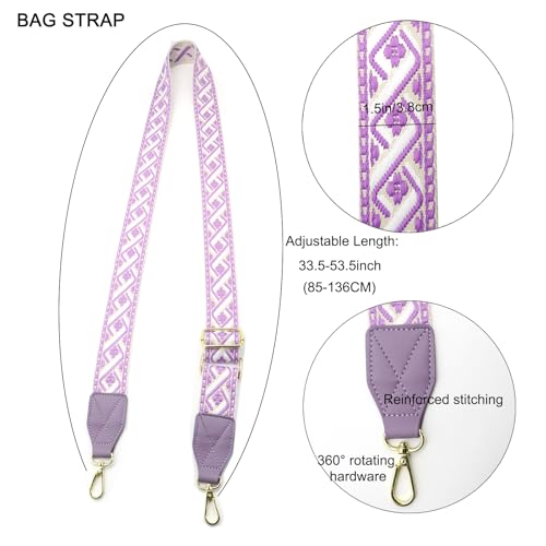 Correa morada ajustable de 3.8 cm para bolsos y guitarras 2