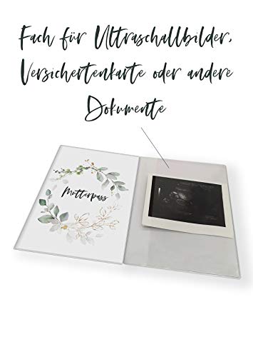 HIMMEL.HERZ.PAPIER® Mutterpasshülle - Mutterpass Schutzhülle - Hochwertige Mutterpass-hülle für deinen Mutterpass - Mütterpasshüllen - GrünGold