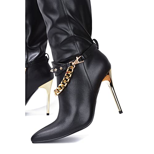 Cape Robbin ESA Spike Chain Pointy Toe Knee High Boots (ESA)3