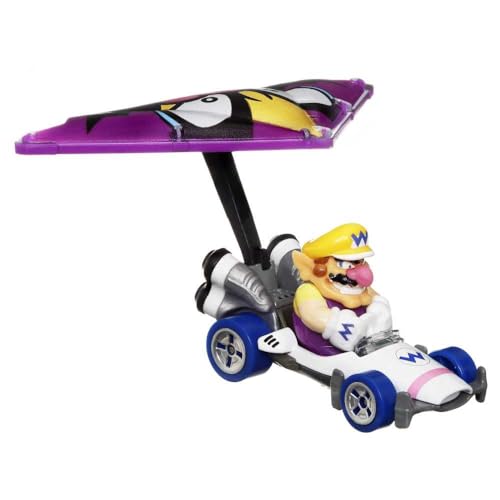 Hot Wheels Die Cast Modelo de Coche Mario Kart Glider Wario B-Dasher Wario Wing Super Mario - Escala 1:64 Longitud 5cm