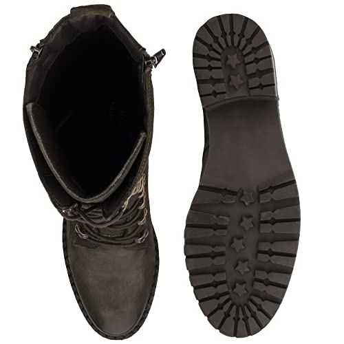 Vintage Foundry Womens Henrietta Handmade Mid-Calf Boots W Speed Hook Adjustable Lacing System Full Side Zipper Chunky Lug Platform Casual Motorcycle Military Biker Gothic Victorian Engineer Comic Con; Size 8 #TOP3