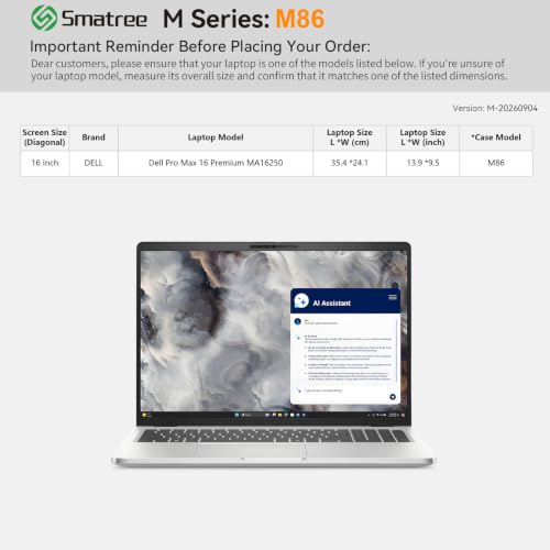Image of Smatree M86 16 inch Hard Laptop Sleeve for DELL Pro Max 16 Premium MA16250