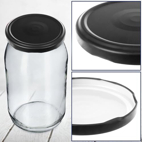 KADAX 750er Set Schraubdeckel TO82 ⌀ 82mm Schwarz Matt – Twist-Off Ersatzdeckel für 235-900ml Einmach- & Marmeladengläser… – Ansicht 3