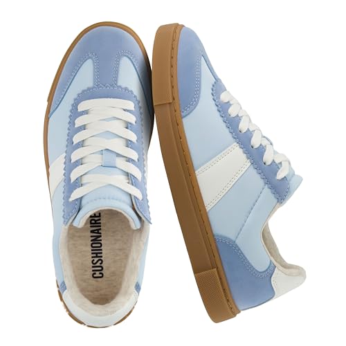 CUSHIONAIRE Balance Womens Sneakers, Casual Tennis Shoes for Women with Memory Foam and Slip Resistant Outsole, BLUE 7W