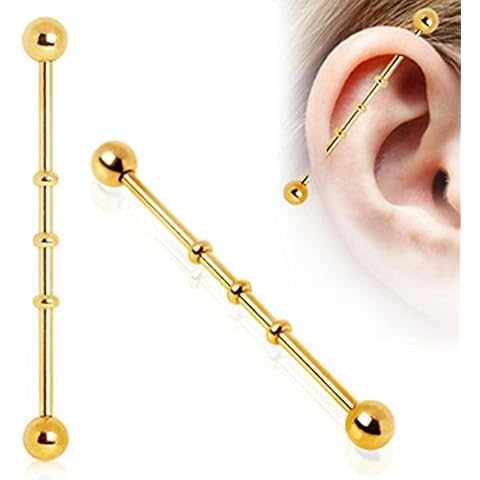 WildKlass Jewelry Gold Plated Industrial Bamboo Barbell Cover