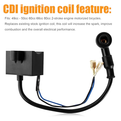 QAZAKY CDI Ignition Coil + Magneto Coil for 49cc 50cc 60cc 80cc 2-Stroke Engines Motor Motorized Bicycle Bike