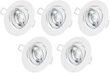 TEVEA LED Einbaustrahler Dimmbar | 5.5W Warmweiss GU10 230V | 3-Stufen Dimmbar ohne Dimmer | Komplett Set Einbauleuchten (Weiss)