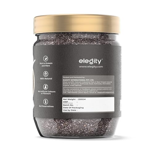 Image of Elegity Black Chia Seeds Pack of 2 (250 gm each) | Nutrient-Rich Snack | Organic | Keto Friendly