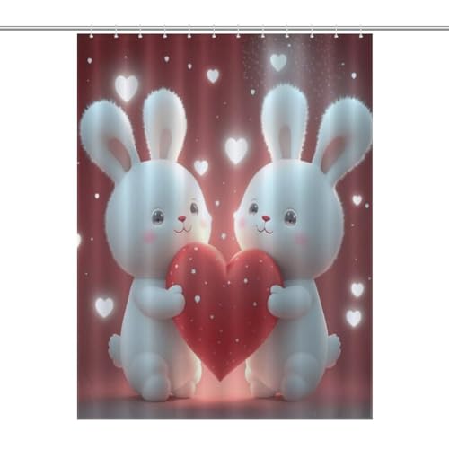 Rideau de douche lapin mignon rideau de bain imperméable polyester 140x183 - 7