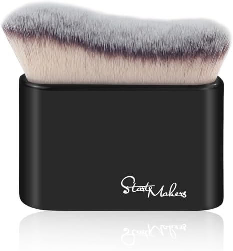 Start Makers Brocha Kabuki Grande para Autobronceador y Brochas de Maquillaje Corporal, Brocha Maquillaje Fluido para Líquidos, Cremas y Contorno Bronceador Maquillaje - Sin Rayas (Negro)