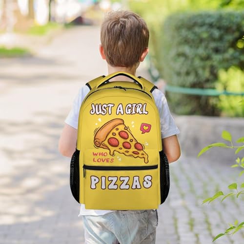 Pizza Backpacks Kids, 16 Inch Cute Backpack for School, Yellow Lightweight Bookbags for Girls2