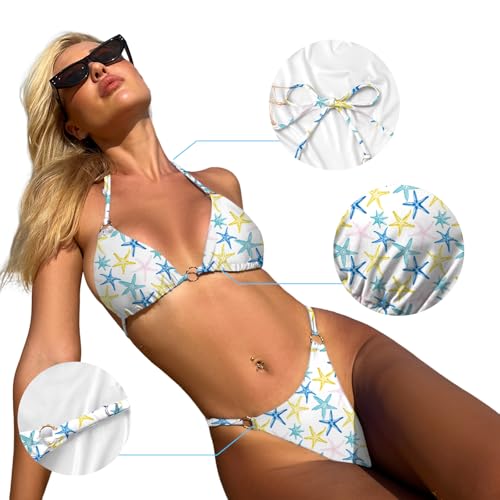 Image of MIKETAI Sexy Bikinis for Women 2 Piece Bikini Spaghetti Strap Swimsuits Solid Color Bathing Swimwear Triangle Bathing Suit