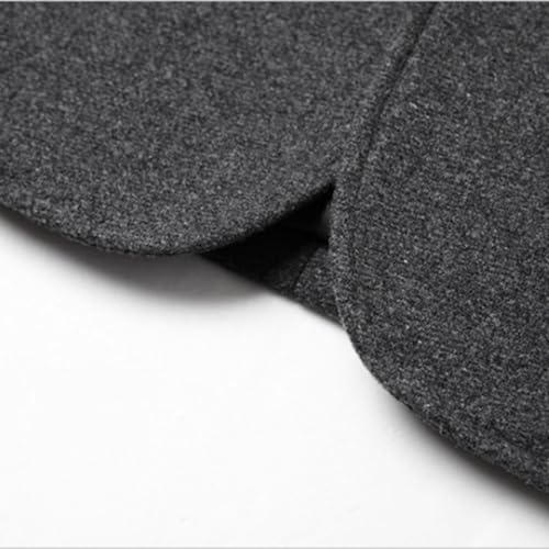 Image of Men's Wool Trench Jacket & Coat Warm Quilted Single Breasted Band Collar Long Sleeve Winter Button Fit Slim Peacoat
