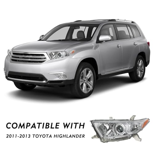 TUSDAR Headlight Assembly Compatible with 2011 2012 2013 Toyota Highlander Headlamps Driver and Passenger Side (Chrome Housing with Amber Reflector) - Image 5