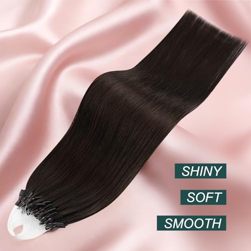 Image of Easyouth 18 Inch Micro Hair Extensions Human Hair Brown, Pre Bonded Hair