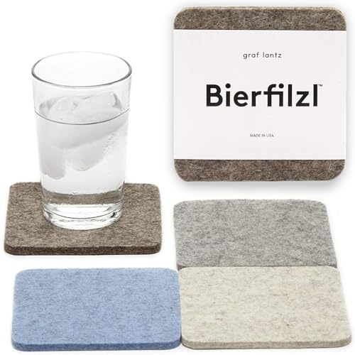 Graf Lantz - Bierfilzl Merino Wool Square Coasters Set of 4 - Cobblestone (4'x4'x5mm) - Absorbs...