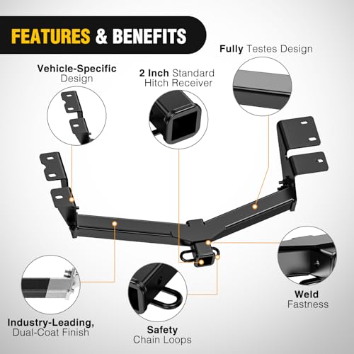 Image of Nilight Class 3 Trailer Hitch 2-Inch Heavy Duty Tow Hitch Receiver Fits 2022-2025 Ford Maverick Excluding Factory Receiver Compatible with Ball Mount Cargo Carrier Bike Rack Tow Hook