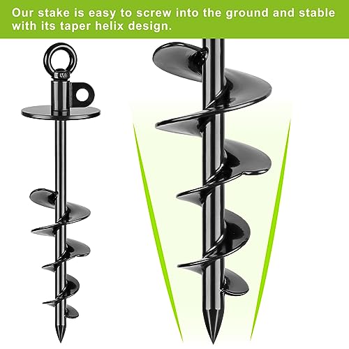 Lifeswell 38,1 cm Langer Hunde-Angelrand, robuster Hundeanker für Hunde bis zu 100 kg, kein Verheddern, zu entfernen, ideal für Hof, Camping und Strand, 1 Packung (schwarz)