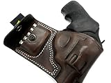 HOLSTERMART USA TAGUA Premium Right Hand Belt Slide Holster with Ammo Pouch in Dark Brown Leather for Ruger LCR 22, 38, and 9mm Revolver, 1.87'