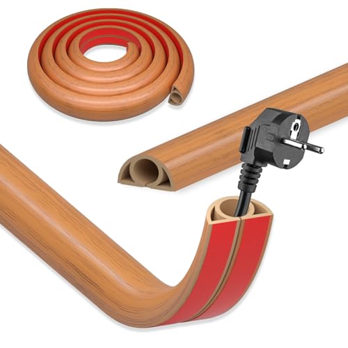 DIKARIYA Passage de Cable au Sol, D20 5mx20mm Cache Cable Sol, Petit Canal de Câble Flexible, Goulotte Passe Cable, PVC Cache Fil Électrique Sol Auto-Adhésif Montage pour Tous Les Câbles Bureau