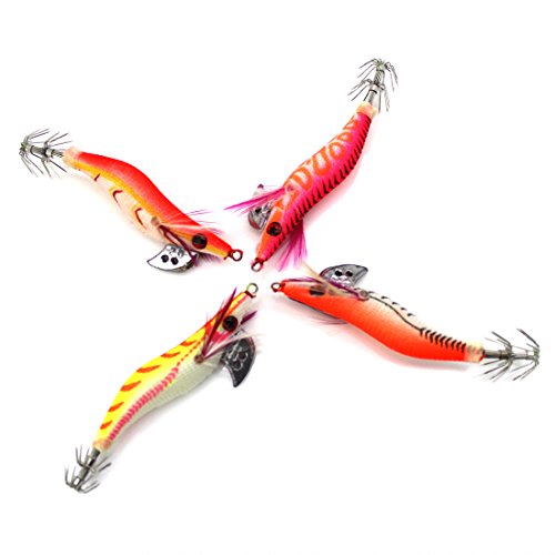 MRLIFY Pêche Leurre Noctilucent Crevette Leurre De Pêche Crank Bait pour Squid Tackle Crochets 8cm 7.2g 4 Forme Couleur Aléatoire -1 Pc