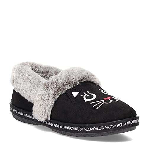 Skechers Women's BOBS Too Cozy - Meow Pajamas Slipper - Wide Width Black 5.5 W