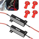 Nowkont 2 PCS Car Light Bulb Resistor, 50W 6RJ High Heat Dissipation Metal Shell High Resistance Anti-vibration Low Temperature Resistor, Modification Accessories, Compatible with Most Cars (Black)