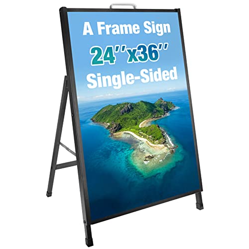 Miuwauer 24 x 36 Inch A Frame Sign Portable Single-Sided Folding Sandwich Board with Carry Handle Heavy Duty Slide-in Sidewalk Signboard for Outdoor Street Advertising Poster