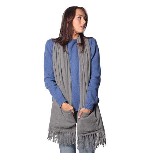 Sash & Bloom Heated Scarf in Slate - With Heated Pockets - Muscles & Joints Pain Relief - Rechargeable Battery Pack - Fast & Adjustable Heat - Lightweight Design - Auto Shut-Off - Machine Washable