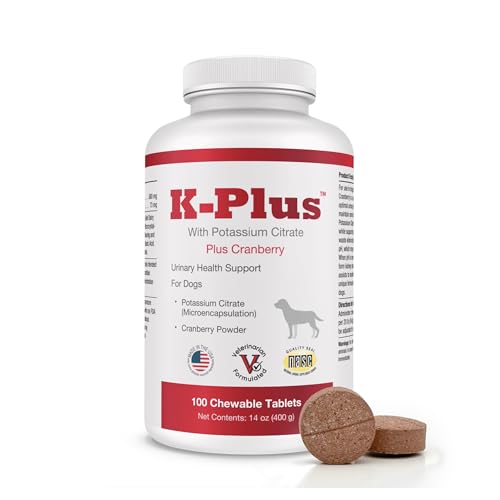 Image of K-Plus Potassium Citrate Plus Cranberry Supplement for Dogs - UTI Remedy Chewable Tablets - Supports Bladder Health - For Every Dog Breed (100 Tabs)