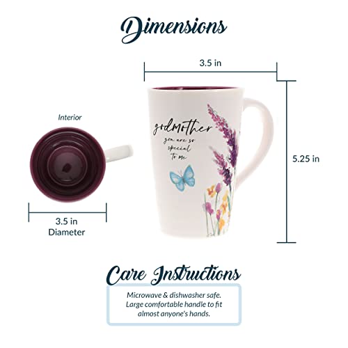 Taza de café de cerámica 17 oz con diseño floral Godmother miniatura 3