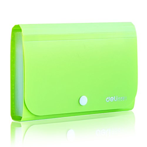 Image of Expanding File Folder, Subdivision Accordion File Folder Mini Organizer PP Wallet for Cards,Coupons,Receipt,Tax Item or Changes,7x4.5 Inches,12 Pockets with Tabs and Check Case(Green)