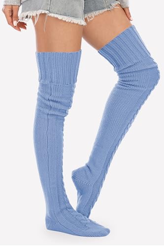 Image of Leoparts Women's Cable Knitted Thigh High Boot Socks Extra Long Winter Stockings Over Knee Leg Warmers