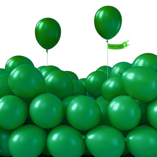 Image of PartyWoo Dark Green Balloons 100pcs 5 Inch Emerald Hunter Forest Green Balloons for Wedding Boy Baby Shower Birthday Christmas Graduation Dinosaur Jungle Golf Theme Party Decorations Green-Y56