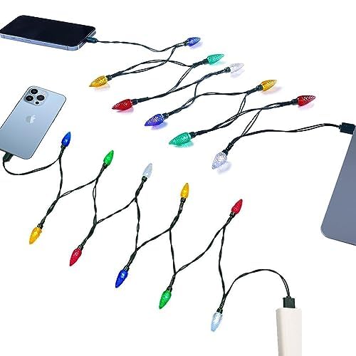 2pcs USB and Bulb Charger,LED Christmas Lights Charging Cable,Durable Portable