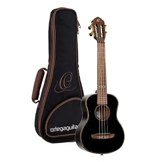 Ortega Guitars Ukulélé Ténor noir – Série Onyx – housse Deluxe incluse – épicéa/acajou (RUOX-TE) - Les Beatles, Paul McCartney, John Lennon, RIngo Starr, George Harrison