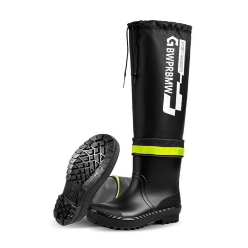 Image of Mens PVC Eco-Friendly Rain Boots High-Top with Drawstring Fishing Shoes