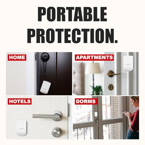 Securityman Door Handle Alarm with 130dB Vibration Triggered Portable Door Alarm - Perfect Alarm for Doors When Opening for Kids, Toddler, Elderly, Hotel, Travel, Bedroom (2 Pack Door Security Alarm)