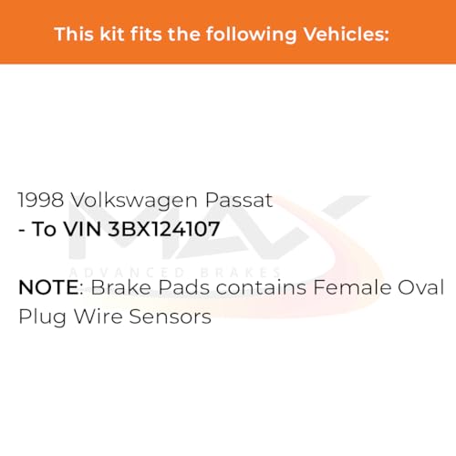 Image of Max Advanced Brakes Front & Rear Brake Kit Compatible With 1998 VW Passat To VIN 3BX124107 Replacement Premium OE Disc Brake Rotors and Ceramic Brake Pads