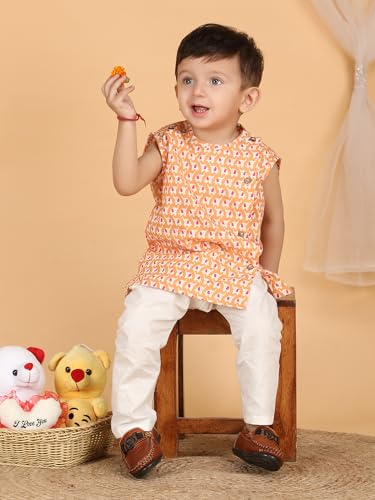 Image of POLKA TOTS Pure Cotton New Born Dress | Ultra-Soft, Breathable & Lightweight Sleeveless Jhabla Pant Set for Baby Boys & Girls | Baby Summer Clothes | Traditional Jabla & Pyjama Set for Newborns