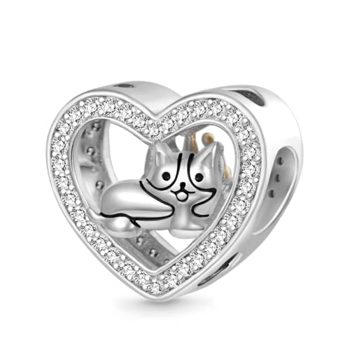 Image of GNOCE Pet Dog Bowl Bead Charm For Women, S925 Sterling Silver Bead Charm NecklaceBracelet for Her, Jewelry Gift
