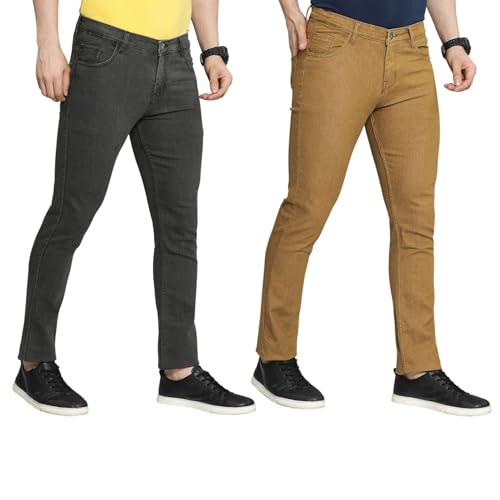 Image of DAIS Men's Stretchable Slim Fit Mid Rise Jeans, Pack of 2, (Combo of 2 Jeans)