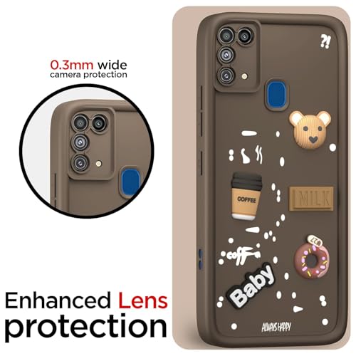 Image of Bintage Ball Bear| Donut| Milk Cake| Baby| Coffee Rubber Case Full Body & Camera Protection Back Cover Compatible for Samsung Galaxy F41 4G - Brown