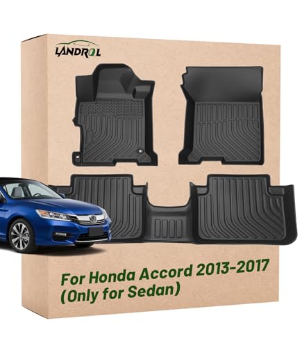 Landrol Car Floor Mats Replacement for Honda Accord 2013-2017 (Only for Sedan, Not for Coupe Model) Heavy Duty Liner Custom Fit All Weather Protection Carpets Coverage Waterproof Durable Odorless