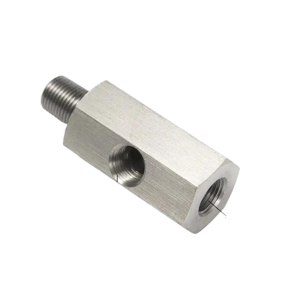 Stainless Steel 1/8 BSPT Female to 1/8 NPT Oil Pressure Feed Line Gauge Tee Adapter with Gasket