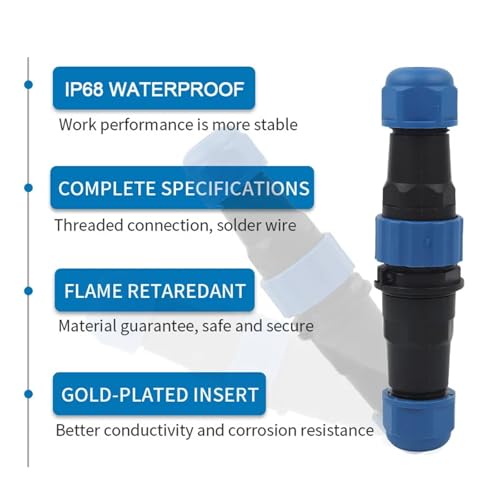 1PCS SP20 Waterproof Wire Connector - 1 Pin to 14 Pin Industrial Electrical Cable Connector, Straight Docking Type(SP20-1D)